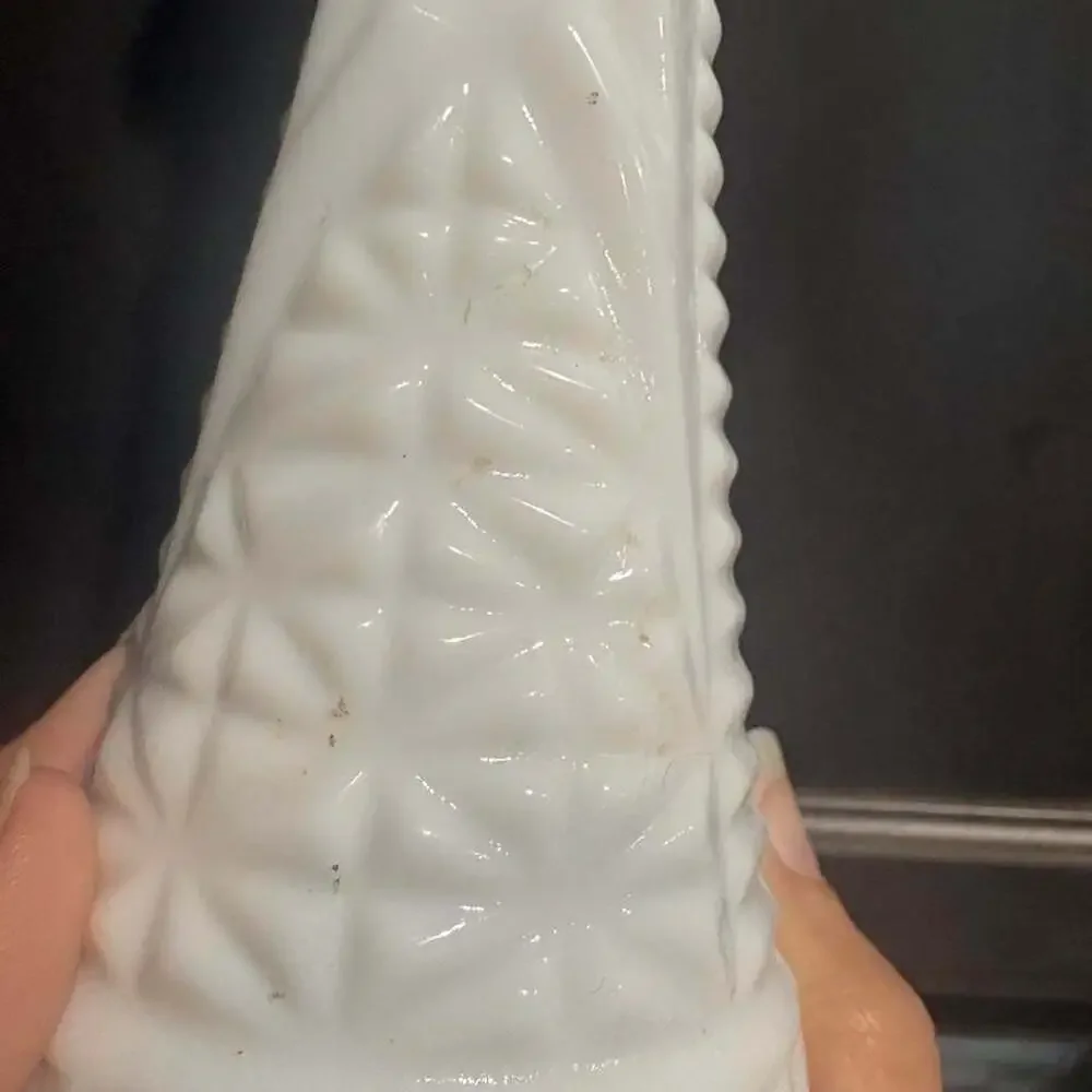 Vintage Milk Glass Embossed Diamond Flower Bud Vase